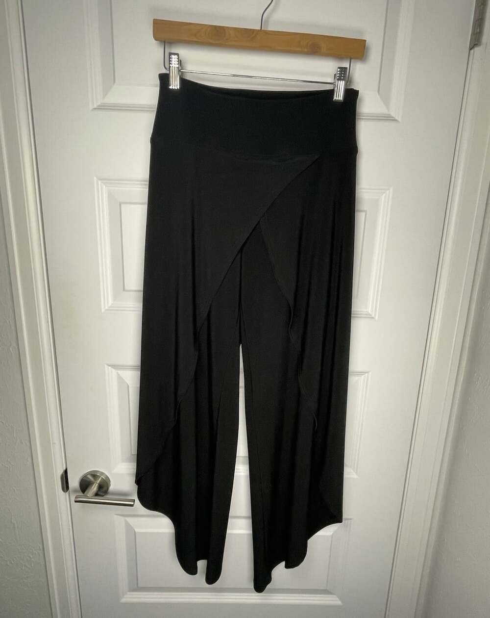 Sympli Rapt Pants Womens 4 Asymmetrical Wrap Overlay Fluid Boho Harem Stretch
